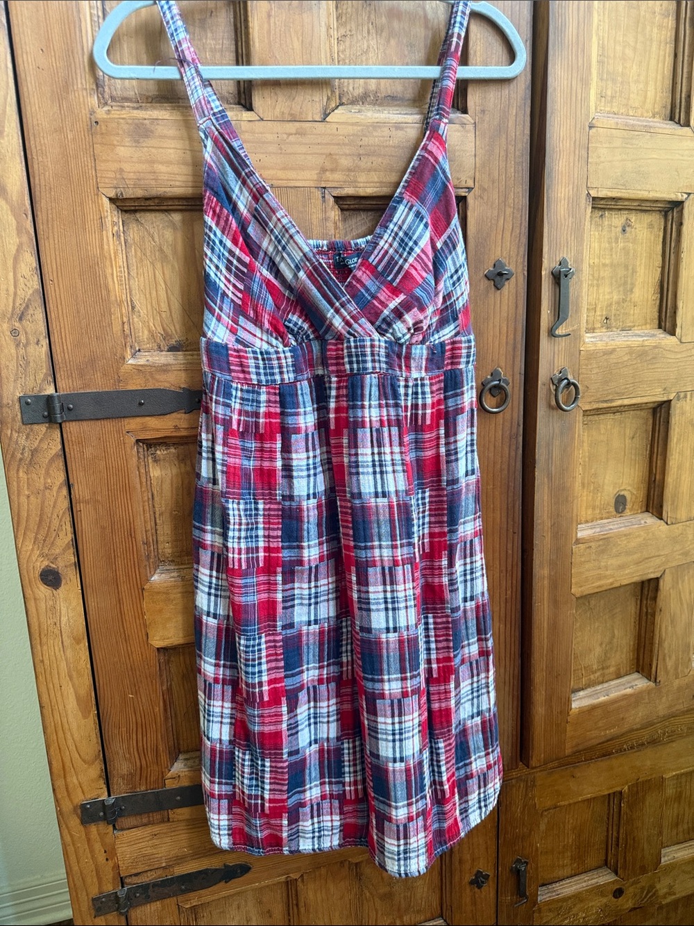 Vintage size s Madrid plaid 90’s Red Plaid cotton Dress